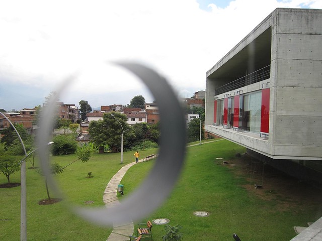 Large holes in the windows allow fresh air to enter the library.