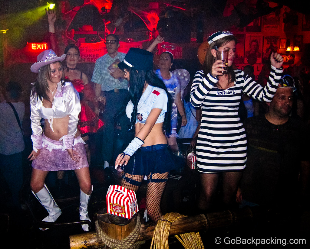 In addition to the girls on the bar, lots of girls, like these at the table next to us, were dancing on their chairs all night.