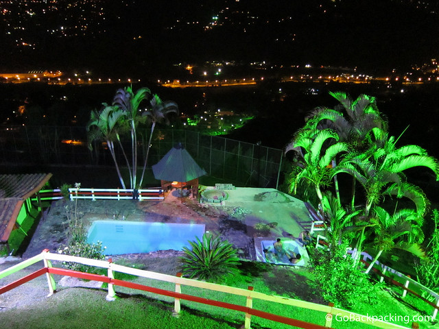 A view down to the jacuzzi and pool