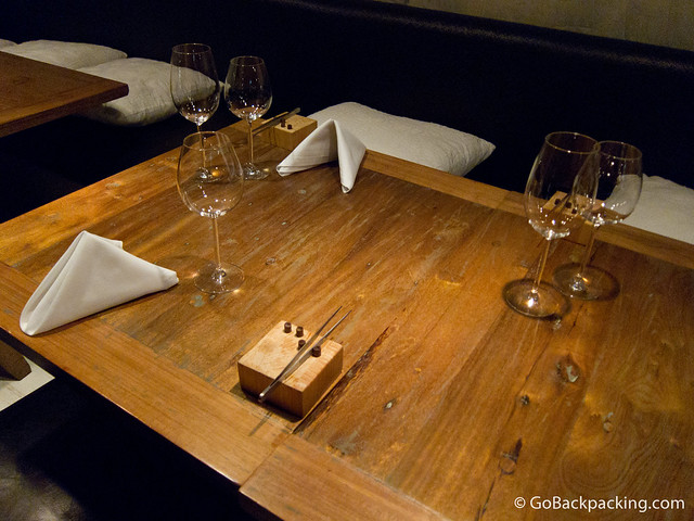 Table setting at El Cielo