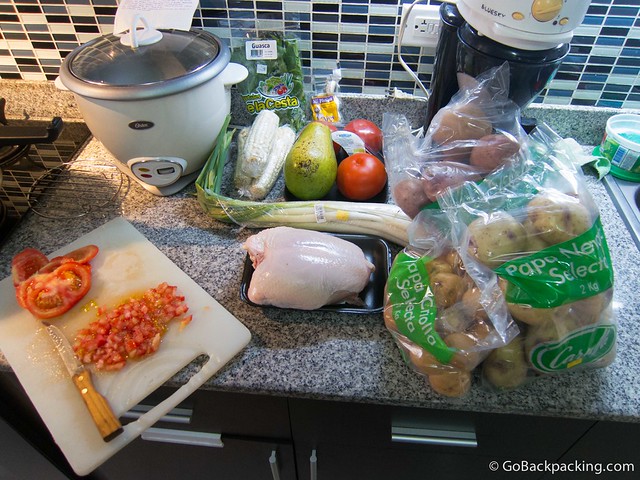 Ingredients for ajiaco