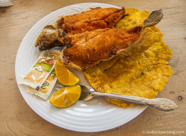 Fresh fried trucha and plantain
