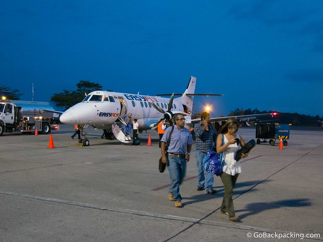Disembarking at Bucaramanga's airport