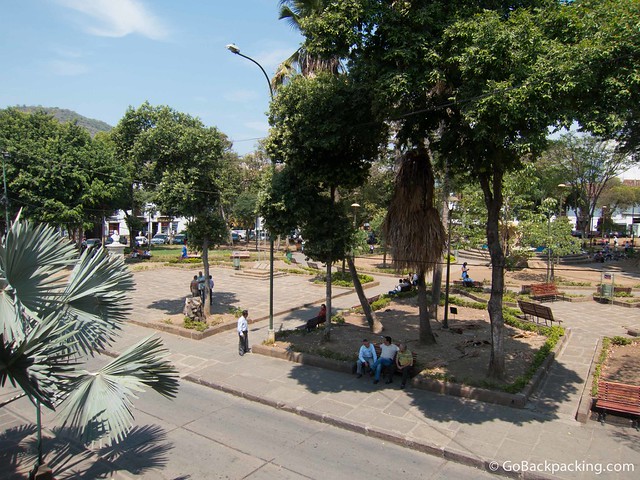 View of the main plaza from Restaurant La Libertad 