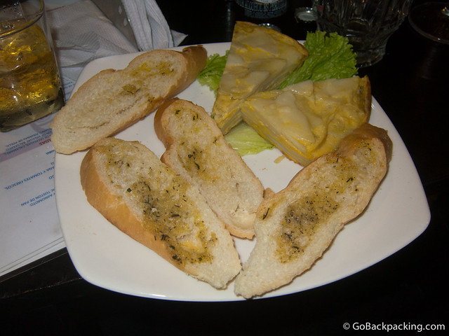 Egg and potato Tortilla Espanola with bread
