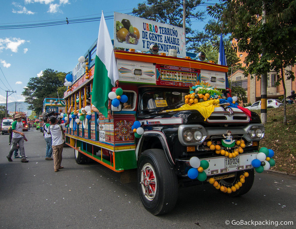 This chiva was decorated with Granadillas (the orange fruits)