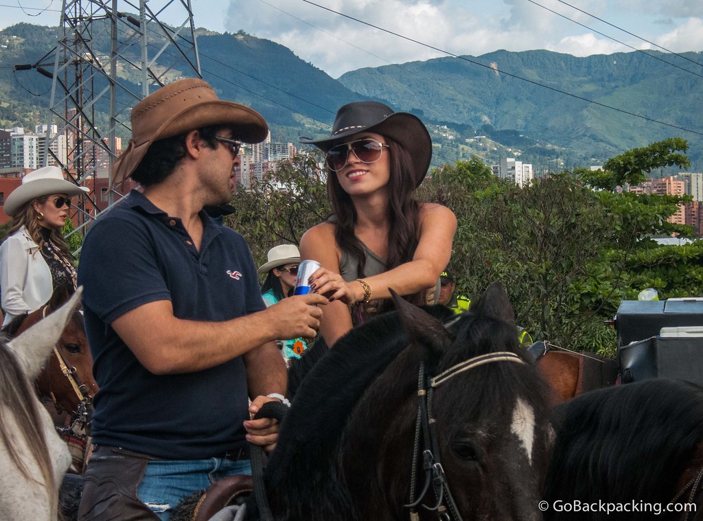 While drinking alcohol is prohibited for the riders, most ignore this rule. This couple, however, is seen sharing a Red Bull instead.
