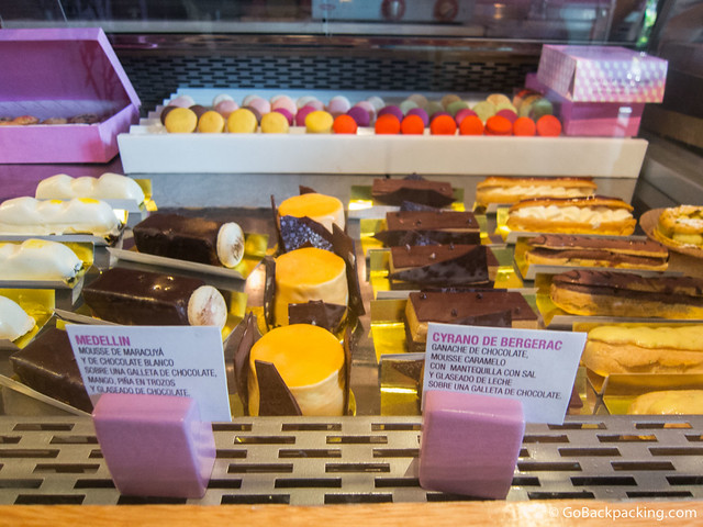 French pastries and macaroons on display