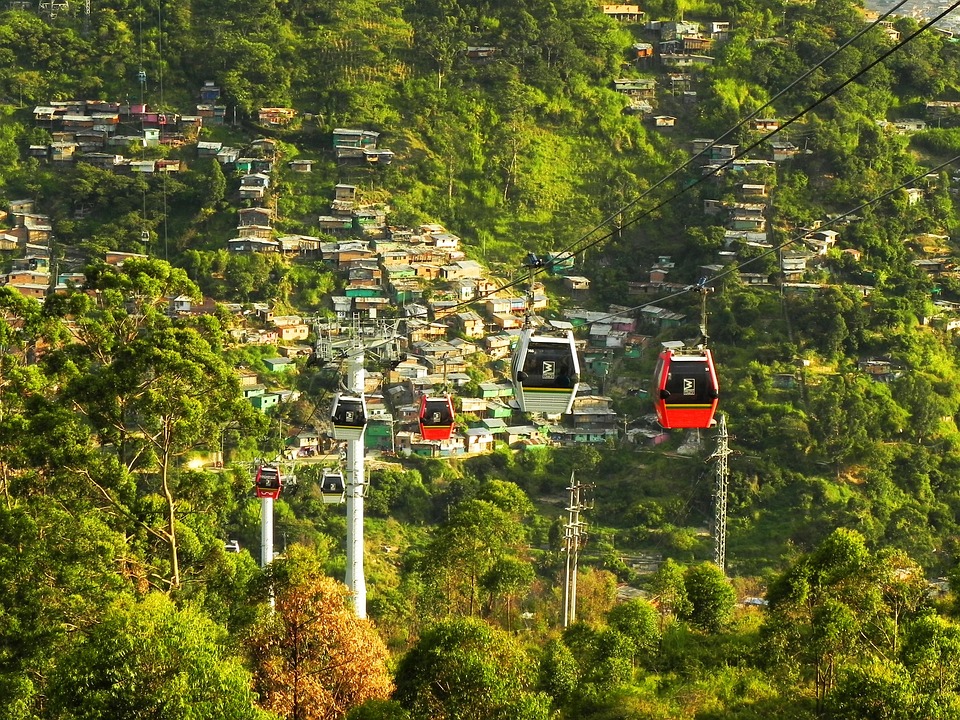 Cable, Car, Medellin, Colombia, Slum, Metrocable